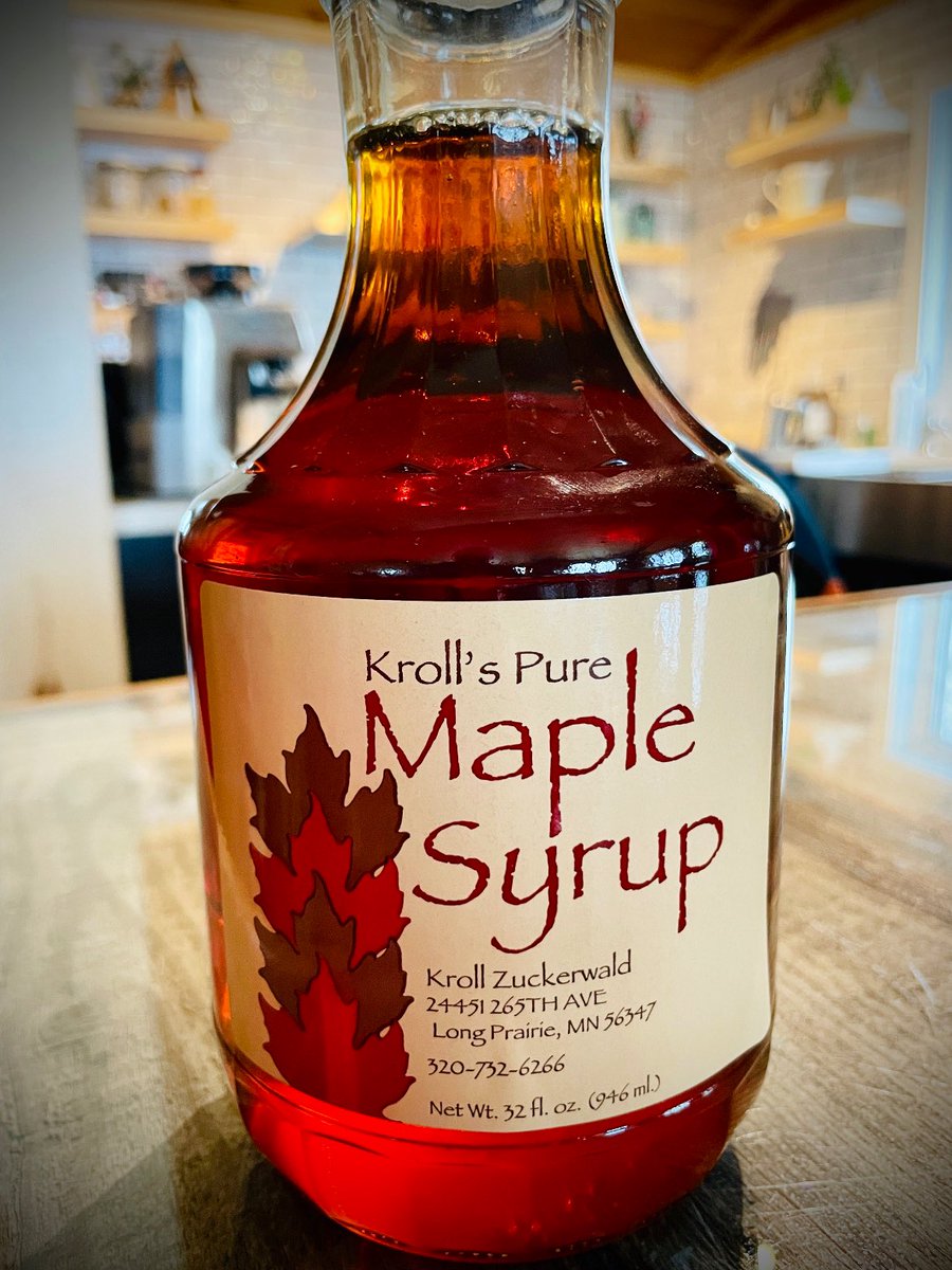 Pure maple syrup! We always look forward to and appreciate the special visit Krolls of Brickhouse Farms near Long Prairie make each year to deliver the seasons harvest.
We will have a variety of sizes available for sale in the gift shop this year.
