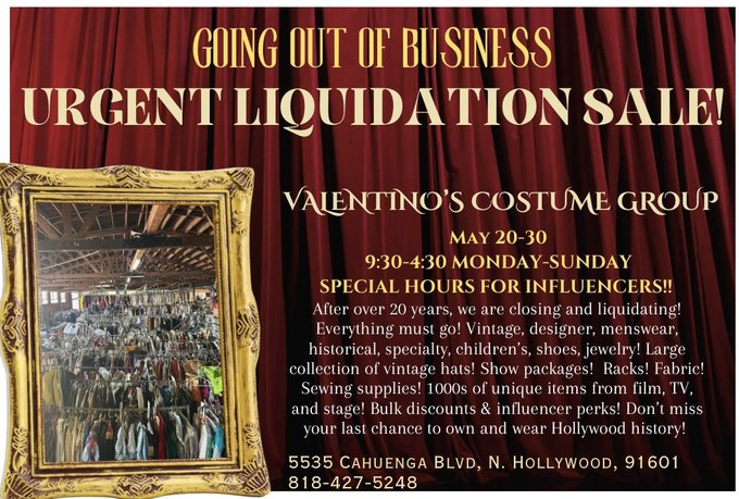 LA friends! A massive vintage fashion and film costume warehouse is doing a liquidation sale in the hopes