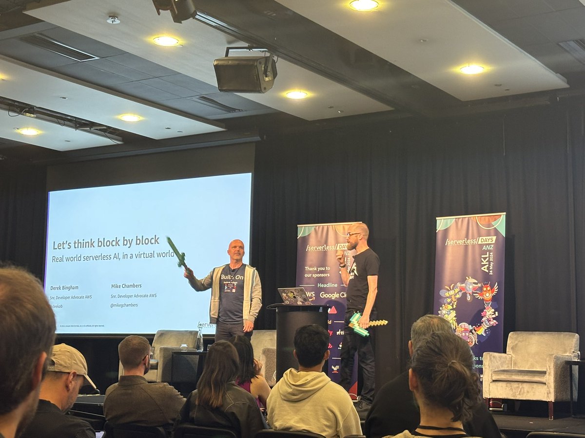 Minecraft… and GenAI? What’s going on? Let’s hear it from <a href="/mikegchambers/">Mike G Chambers</a> and @deekob at #SLSDaysANZ