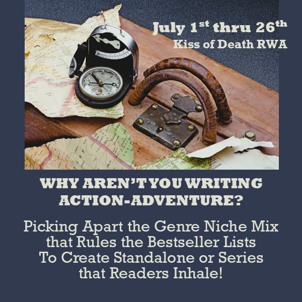BethDaniels1's tweet photo. July 1st thru 26th
WHY AREN’T YOU WRITING ACTION-ADVENTURE?
Picking Apart the Genre Niche Mix that Rules the Bestseller Lists
To Create Standalone or Series that Readers Inhale!
Kiss of Death RWA
https://t.co/UISi3sI6cD
#writingactionadventure #writingthrillers #writingfiction https://t.co/hME6LoNWkm