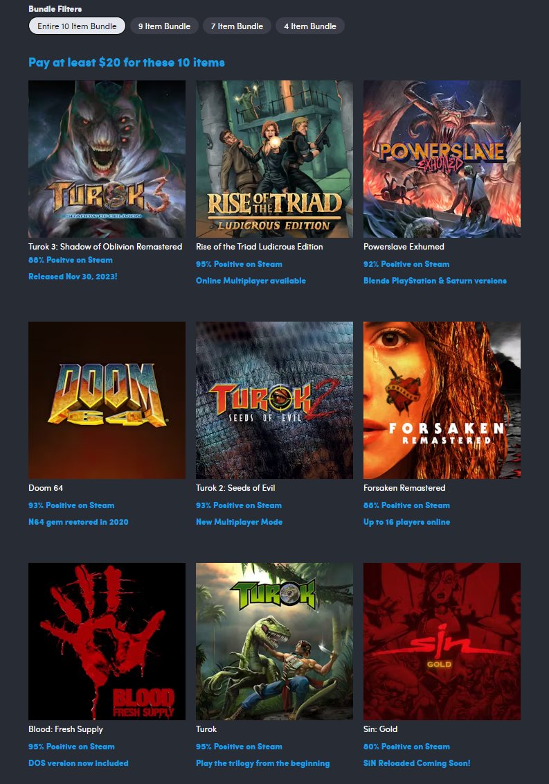 Turok 3: Shadow of Oblivion Remastered w/ 8 more games is $20 on Humble Nightdive FPS Bundle bit.ly/3wWa3j3 #ad