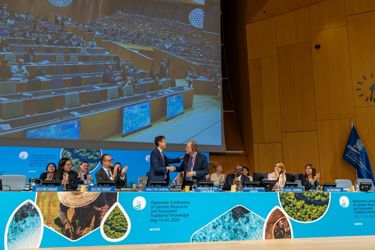 🚨BREAKING: WIPO Member States adopt historic new treaty on intellectual property, genetic resources and associated traditional knowledge: ow.ly/lfnu50RTE9Q. #GrTkDipCon