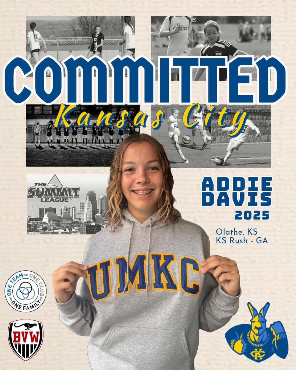AddieDavis007's tweet image. I’m grateful to announce my verbal commitment to play D1 soccer at UMKC. I want to thank God, my family, teammates, friends and coaches for always believing in me and supporting me in everything I do. I would also like to thank my mom for being so positive in every situation, and…