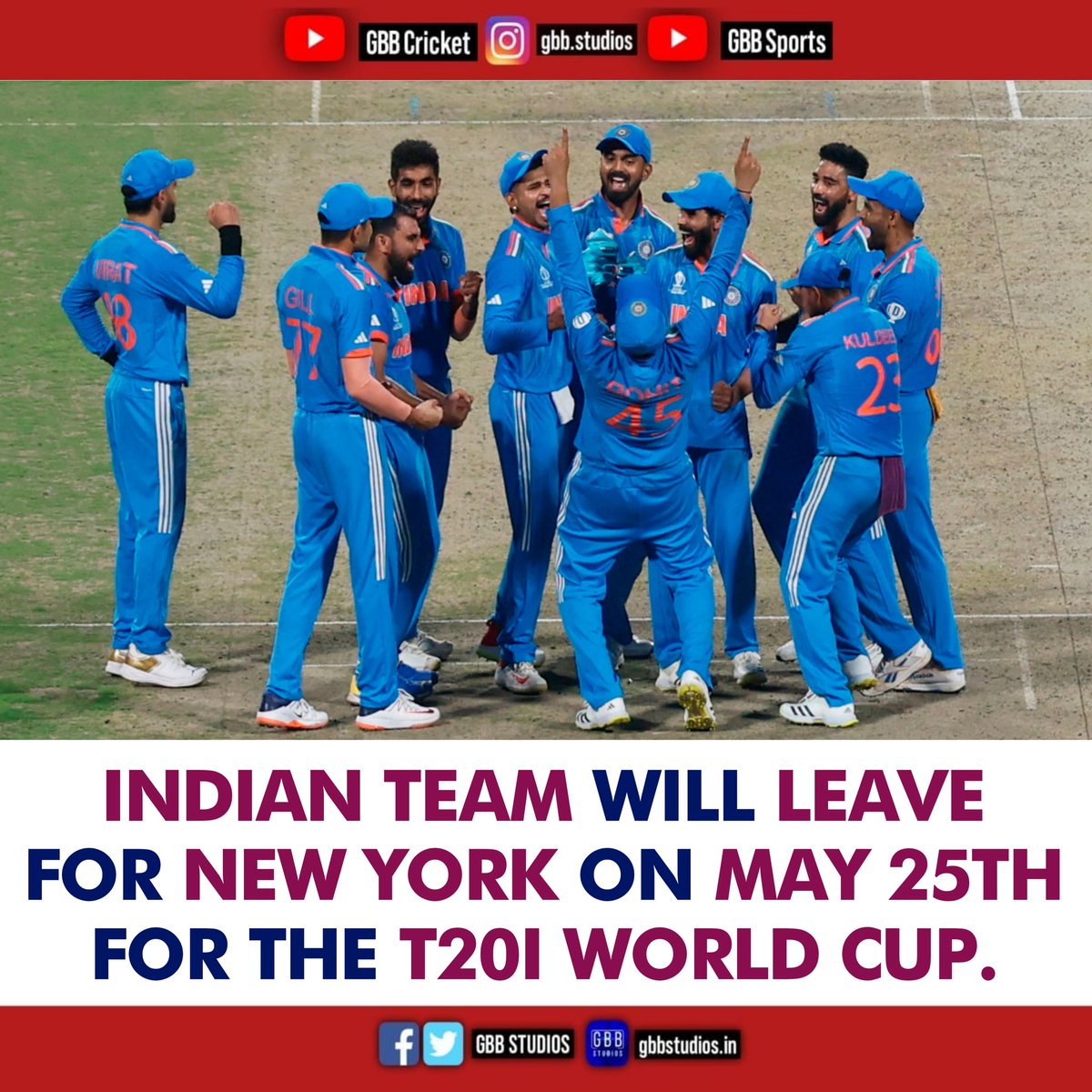 Indian team will leave for New York on May 25th for the T20I World Cup.

#indiancricketteam #t20worldcup2024 #t20worldcup24 #srhvsrr #patcummins #heinrichklaasen #abhisheksharrma #travishead #sanjusamson #yashasvijaiswal #yuzvendrachahal #RavichandranAshwin