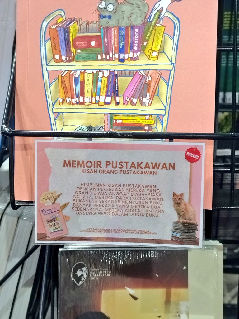 Dah datang reruai Kata-Pilar tapi segan nak bertanya? Jangan risau, boleh rujuk shelf talker yang kita tampal pada rak buku.

Introverts, we got chu!!! 🤗

p/s: Geng Kepompong baik-baik tau. Semua soalan mereka boleh jawabkan kecuali persoalan hati &amp; perasaan 🥹

#PBAKL2024