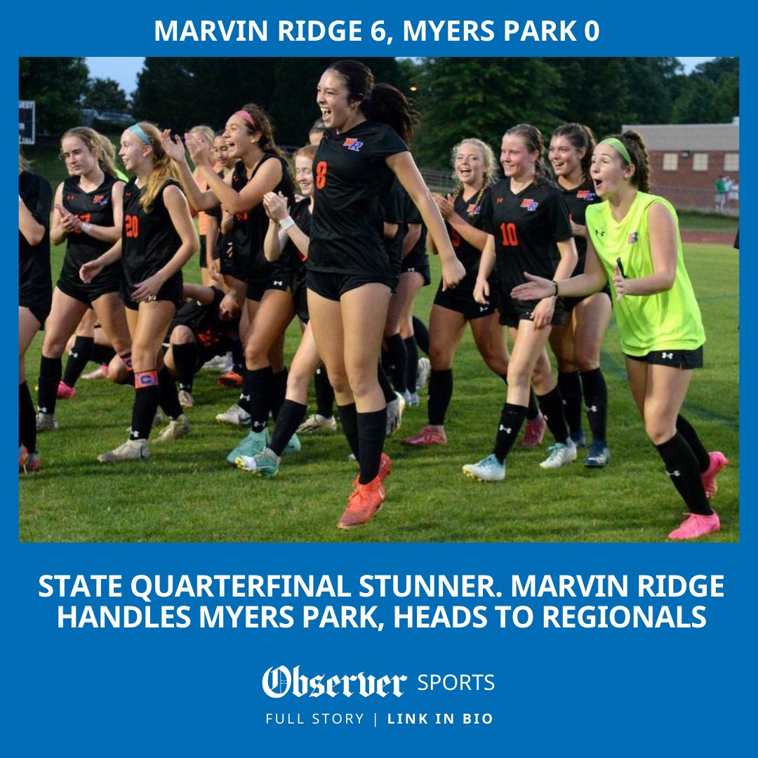 Marvin Ridge soccer is heading to the regionals after a dominant win over Myers Park Thursday ✍️ @slyttle 📸 John Simmons TAP HERE: charlotteobserver.com/sports/high-sc…