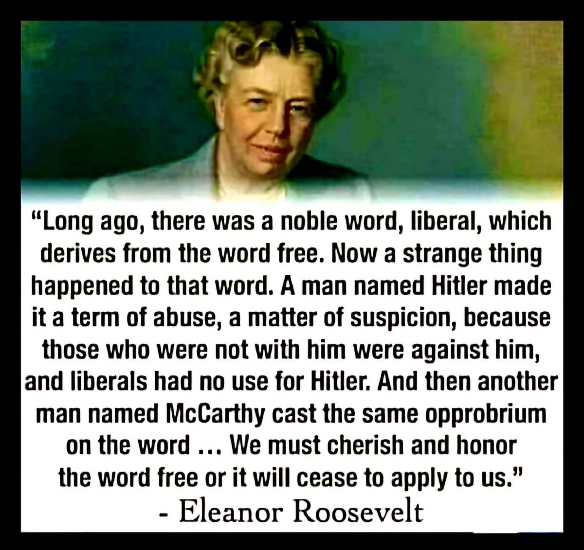 'Tomorrow is Now'
~ Eleanor Roosevelt 

💙🌊💙🌊💙🌊💙🌊 

#eleanorroosevelt #saveamerica #fightfascism #defenddemocracy #democratsdeliver #votebluenomatterwho #democracy #yourvotematters #democrats #liberals #voteblue #bluewave #vote2024 #joebiden  #presidentbiden #bidenharris