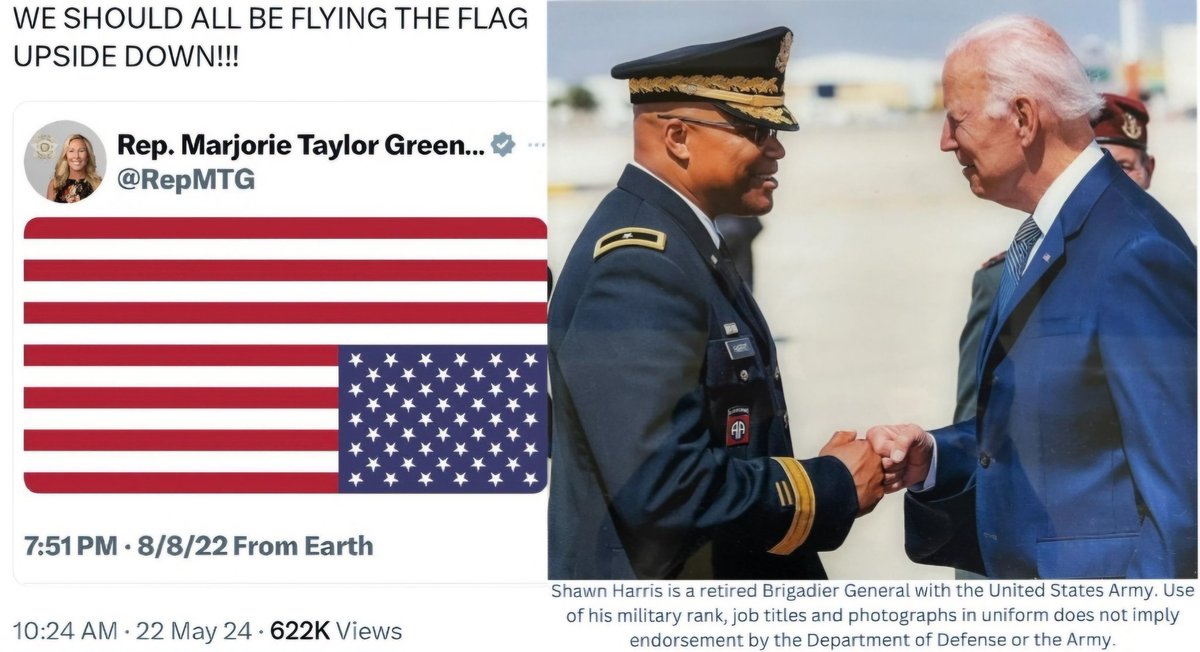 MTG peddles conspiracies about the president and shamelessly urges flying our flag upside-down. She's proving every day that she doesn’t understand what service and leadership mean. I served with courageous leaders, and I’m proud to have been able to support them then and now.