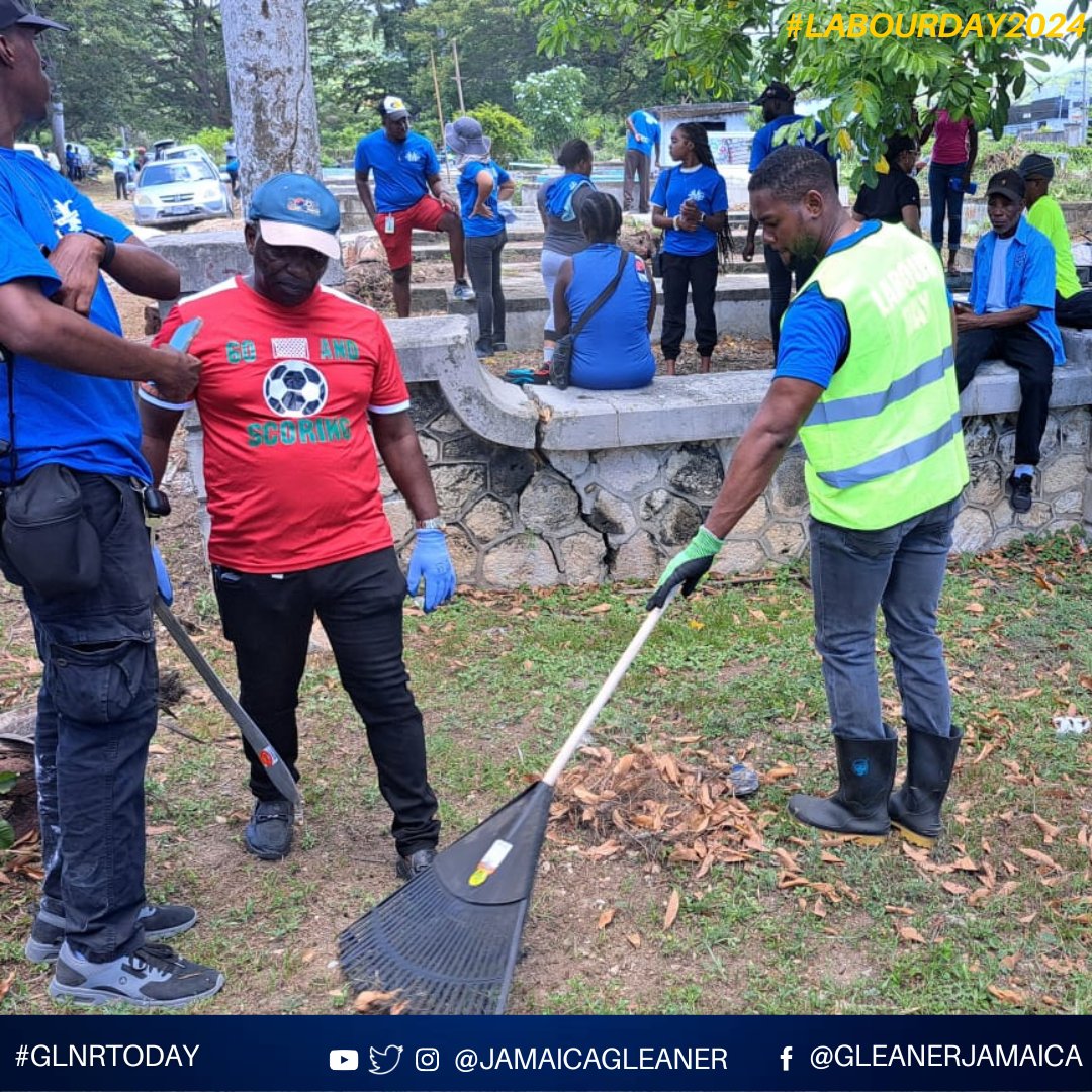 Labour Day activities came alive at the Pye River Cemetery in Montego Bay, St James today, which saw volunteers and representatives from the St James Municipal Corporation, including Mayor Richard Vernon, de-bushing and cleaning up the graveyard. #GLNRToday #LabourDay2024