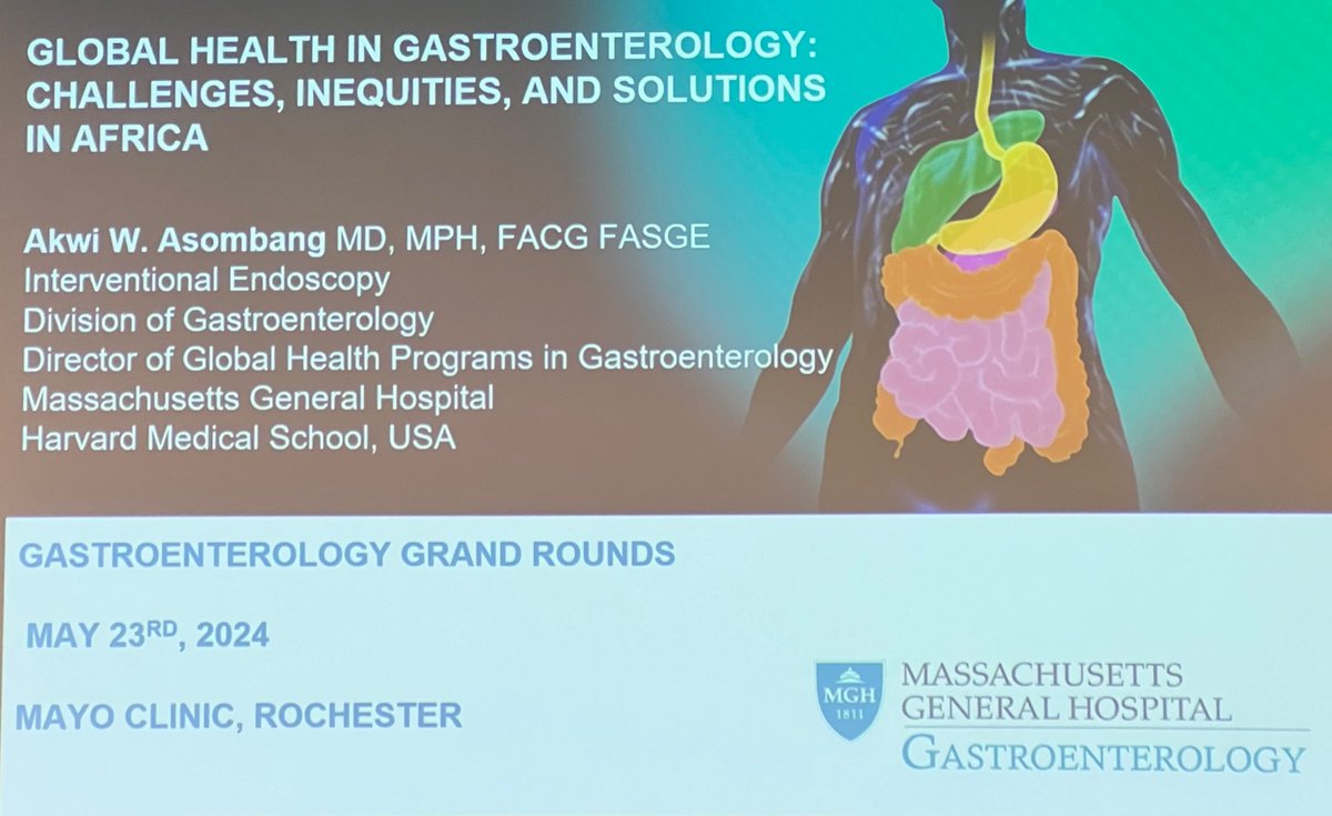 Grateful to have @AkwiAsombangMD deliver a master class on global health in gastroenterology for @MayoClinicGIHep - we can be a part of the solution with action & intention 💡🗒️ @MGH_GI
