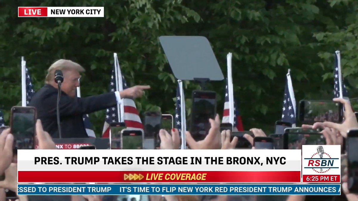 I'm going to put together a thread covering Trump's rally in the Bronx. Follow along for clips and commentary.