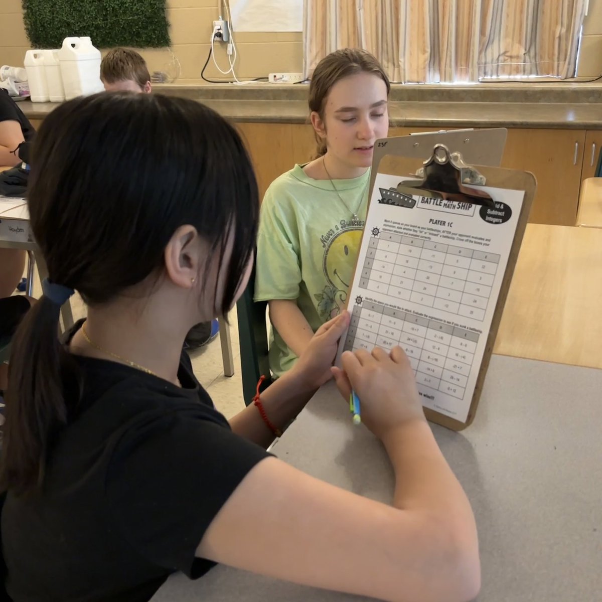 MrPaulFerrara's tweet photo. We had a great time with @HeatherFerretti’s 7/8s playing Integer Battleship! Such a fun way to review integer concepts ➕➖✖️➗ #DSBN https://t.co/WpOX1lBmdp