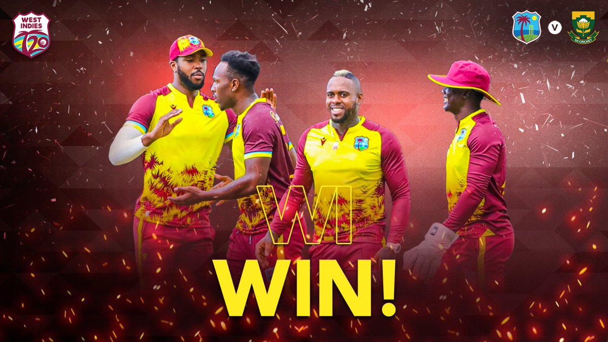 WI WIN!💥

A great start from the #MenInMaroon in the 1st T20I.🏏

#WIREADY #WIvSA