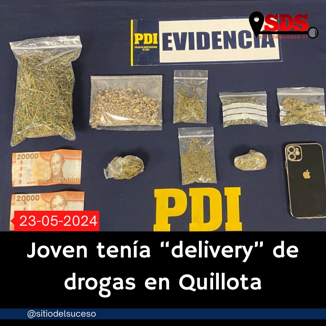Joven tenía “delivery” de drogas en Quillota Detalles en ➡️ sitiodelsuceso.cl/2024/05/23/jov…