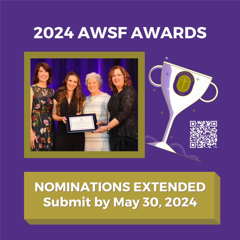 💜EXTENDED to MAY 30💜 Do you know a deserving individual who should be recognized by AWSF? You're in luck! Award nominations have been extended to May 30. Details & Nominations: womensurgeons.org/awards