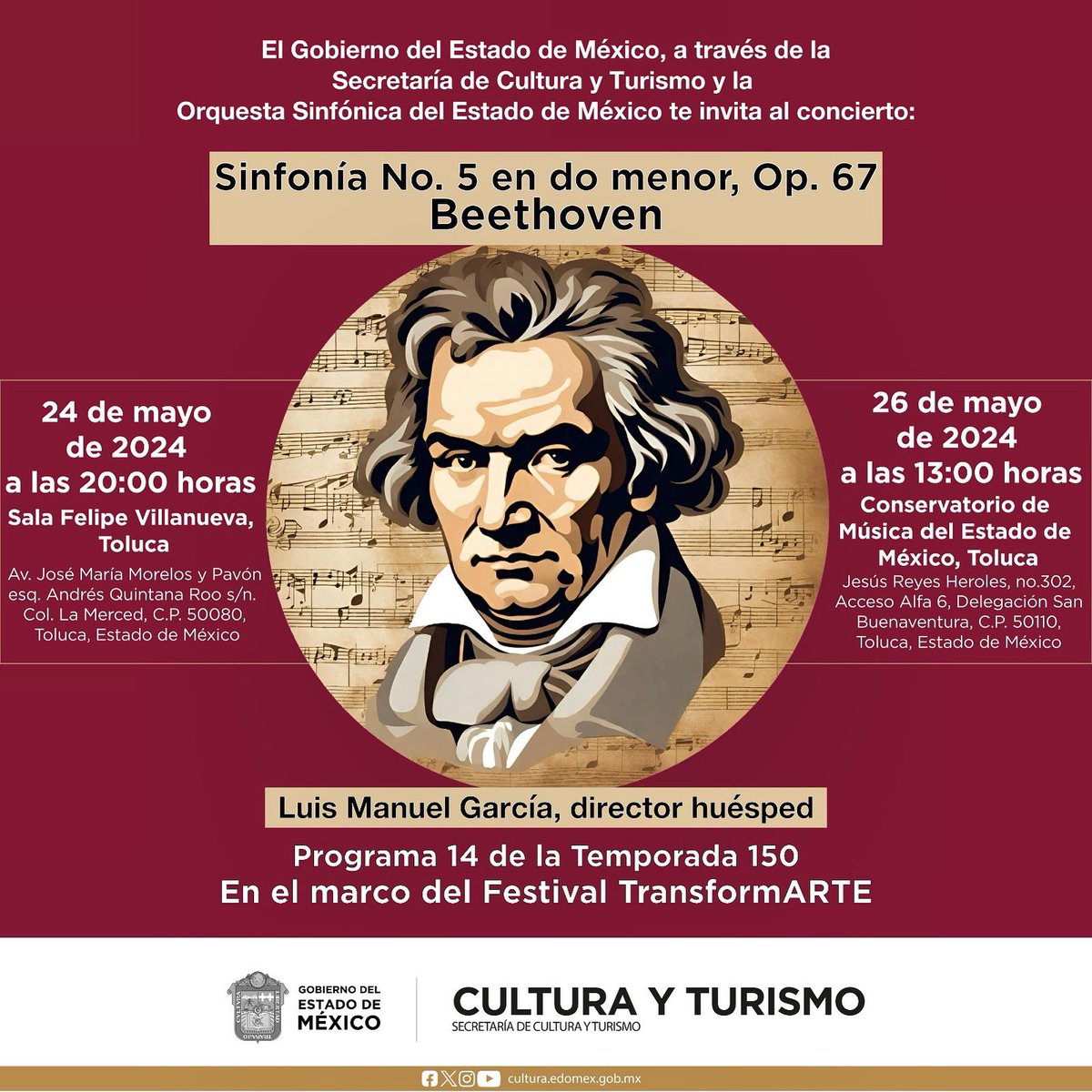 OSEMoficial's tweet photo. Tenemos una cita este fin de semana en el imperdible #Programa14, donde interpretaremos obras de Khachaturian, Bizet y Beethoven.
Maestro Luis Manuel Garcia, director huésped.
Encuentra toda la información en:
https://t.co/5JGEGwETJC
#La150 https://t.co/k9EBTWmQSy