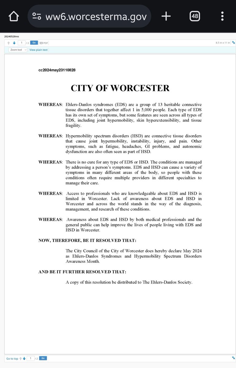 Thank you @Etel_Haxhiaj for helping make this happen in @TweetWorcester, looking forward to sharing with the council info on EDS + why it's important to recognize & spread awareness of rare illnesses/disorders. Thank you @TheEDSociety for the resolution text & #EDSawarenessmonth