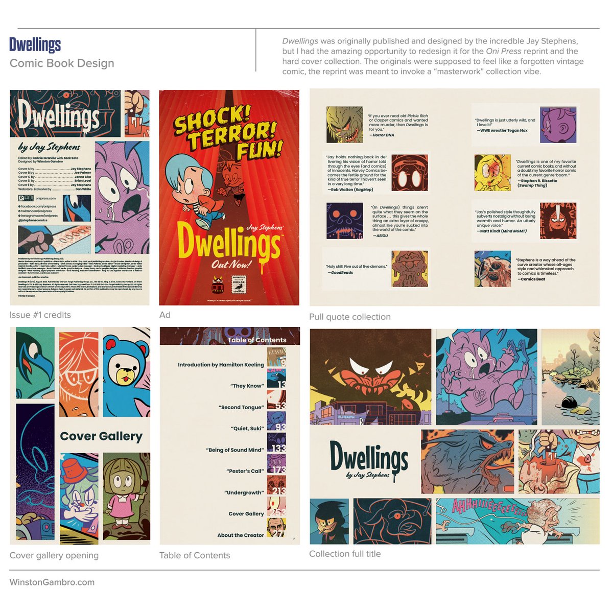 WinstonGambro's tweet photo. Comic design work I've done for Oni Press and my own projects

If you need a designer for your next book, you can view my full portfolio at https://t.co/1efIgDSiCj 

If not, I'd appreciate any and all shares! 

#comics #comicbooks #indiecomics #onipress #comicbookdesign #design https://t.co/aAGUtW7v5f