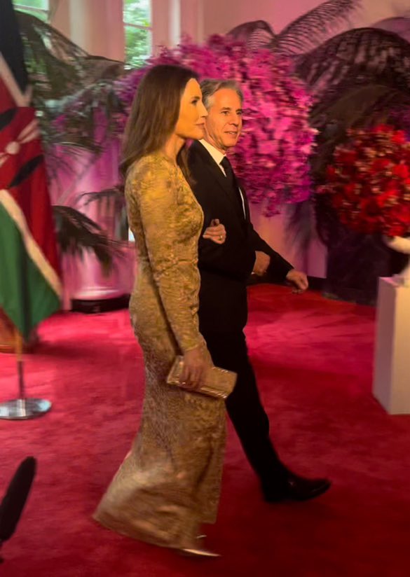 Secretary of State Tony Blinken and his wife Evan Ryan, who is Biden's Cabinet secretary, at the state dinner for Kenya.