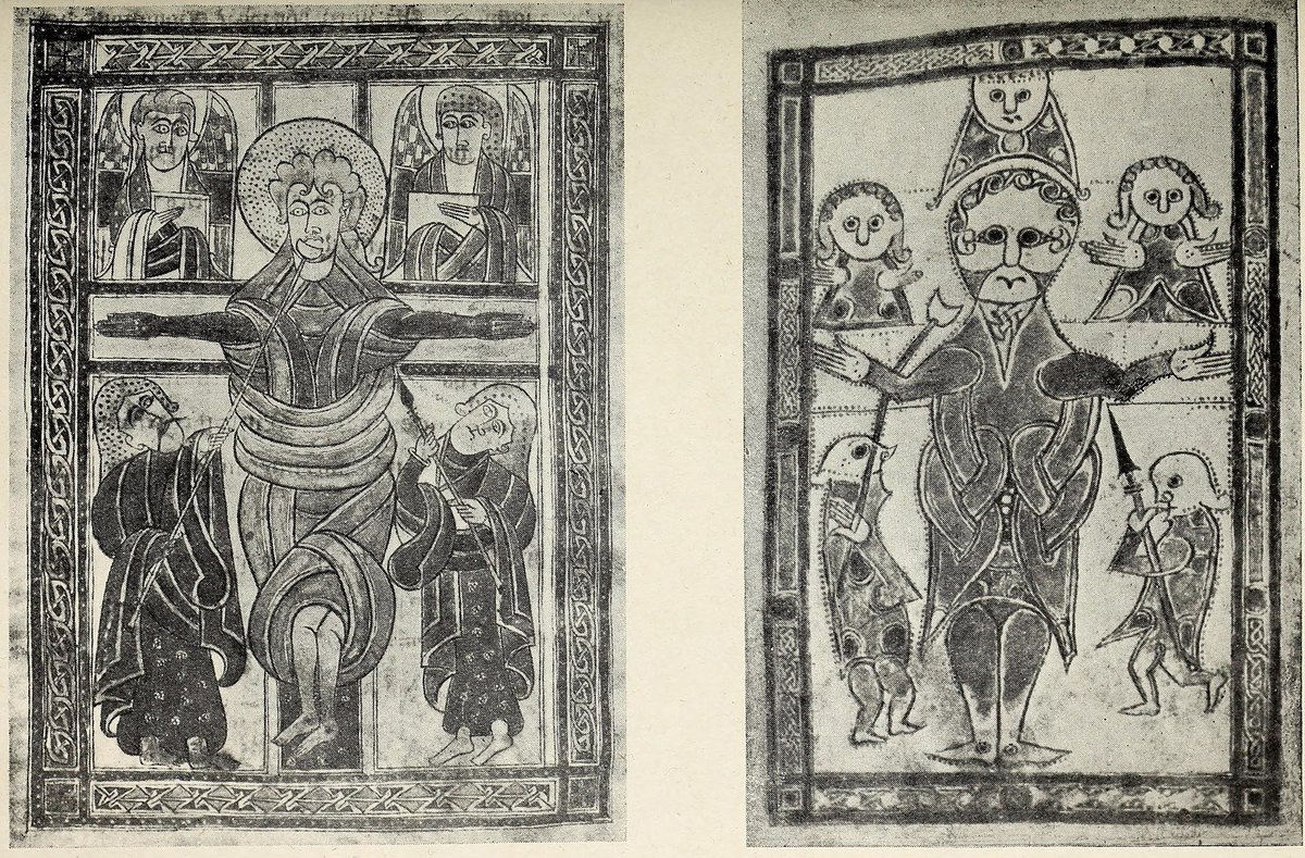 juxtaposition of St Gall & Southampton Psalter crucifixion miniatures.