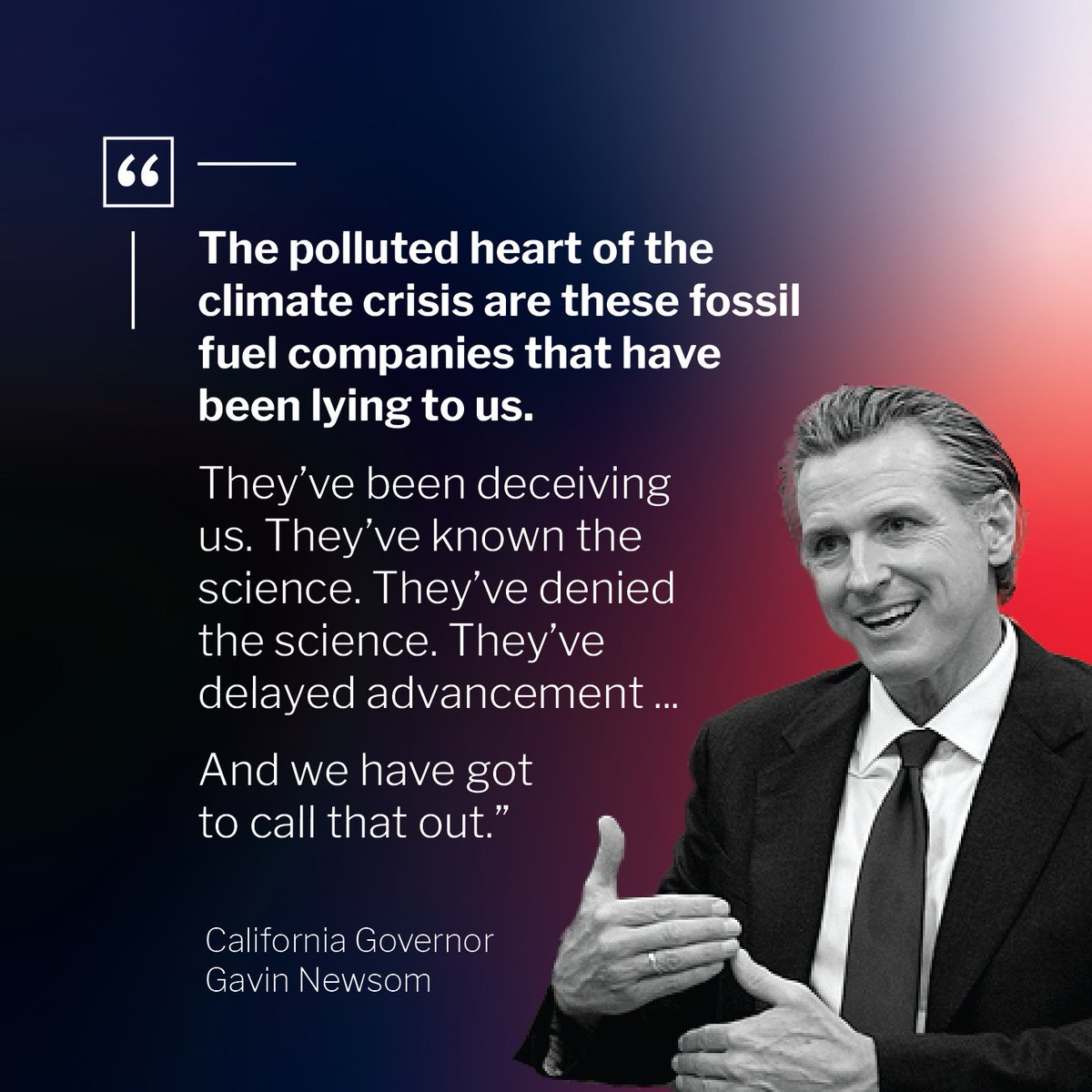 At last week's Vatican Climate Summit, @GavinNewsom rightfully called out fossil fuel companies for spreading climate lies for decades. California is fighting in court to hold Big Oil accountable for the industry's ongoing deception.