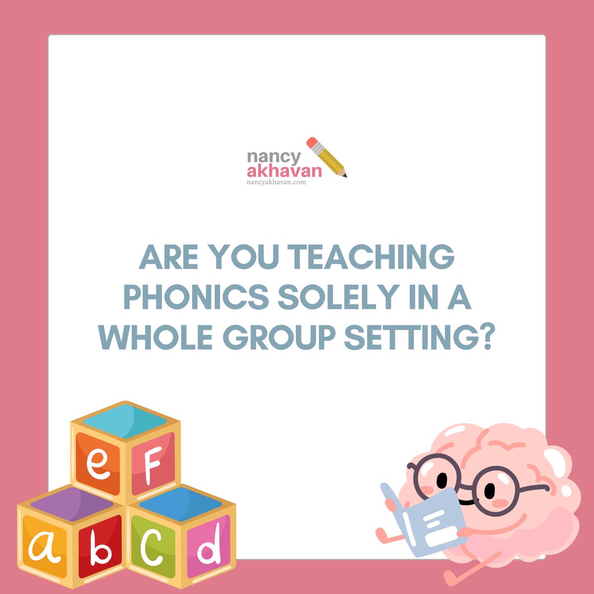 NancyAkhavan's tweet photo. Only teaching phonics in a whole group setting? Then STOP! 

Swipe to read more about the importance of small-group instruction in the classroom when it comes to teaching phonics! https://t.co/NOpWvPLdPN
