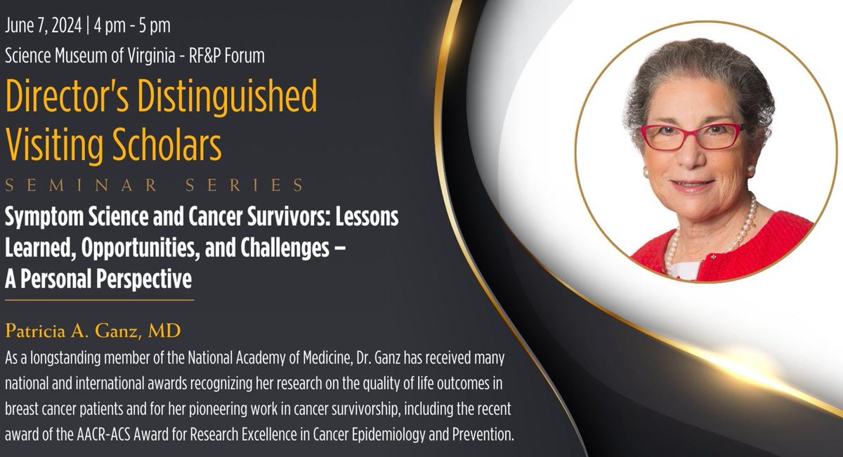 The next Director's Distinguished Visiting Scholars is on June 7th! Join us for engaging discussions on cancer advancements! Register now to reserve your spot and interact with experts in the field. Limited slots available, don't miss out! bit.ly/4bd30AY