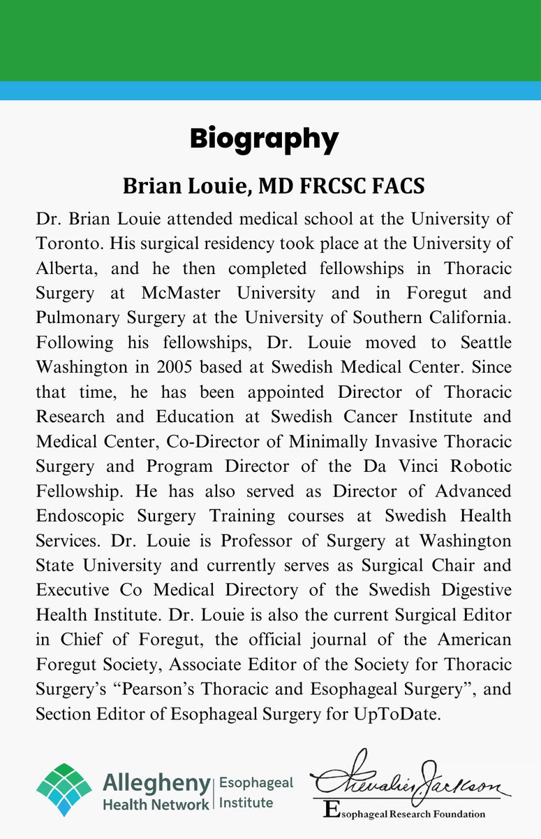 AHN Esophageal Institute (@ahnesophagus) on Twitter photo Join us June 14th for our annual visiting professor CME event featuring Dr. Brian Louie <a href="/BrianLouie4/">Brian Louie</a> Professor of Surgery <a href="/WSUMedicine/">WSU Medicine</a> and Chair of Digestive Institute <a href="/ProvSwedish/">Providence Swedish</a>
cme.ahn.org/content/8th-an…
<a href="/SwedishSurgRes/">Swedish General Surgery Residency</a> <a href="/AHNtoday/">AHN</a> <a href="/AHNSurgeryInst/">AHN Surgery Institute</a> <a href="/AHNGastro/">AHN Gastroenterology, Hepatology and Nutrition</a> <a href="/ProvSwedCancRes/">Providence Swedish Cancer Institute Research</a> Join us June 14th for our annual visiting professor CME event featuring Dr. Brian Louie <a href="/BrianLouie4/">Brian Louie</a> Professor of Surgery <a href="/WSUMedicine/">WSU Medicine</a> and Chair of Digestive Institute <a href="/ProvSwedish/">Providence Swedish</a>
cme.ahn.org/content/8th-an…
<a href="/SwedishSurgRes/">Swedish General Surgery Residency</a> <a href="/AHNtoday/">AHN</a> <a href="/AHNSurgeryInst/">AHN Surgery Institute</a> <a href="/AHNGastro/">AHN Gastroenterology, Hepatology and Nutrition</a> <a href="/ProvSwedCancRes/">Providence Swedish Cancer Institute Research</a>