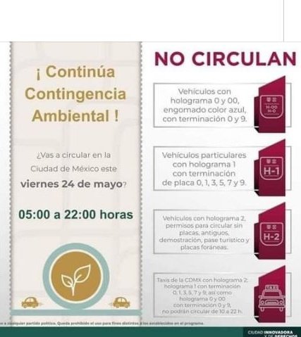 Peri_alNorte's tweet photo. 🚨 #CONTINGENCIA 🚨
#NoCircula #HologramaOyOO #VIERNES #EngomadoAzul
La @CAMegalopolis continúa ACTIVA Fase 1 de #ContingenciaAmbiental en la Zona Metropolitana del Valle de México por ozono.
#Holograma1y2 terminación de placas #Impares
@Via_LopezP
@Via_GustavoBaz https://t.co/UcGPefRhhY