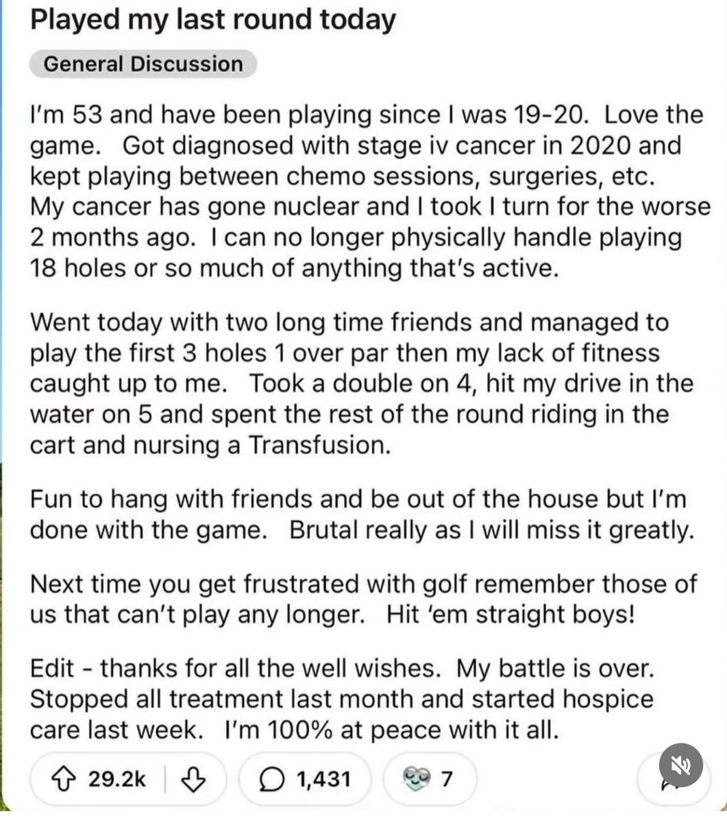Found this on IG… I’ve said many times before that I used to treat golf as life or death… Now when I play, I don’t have that much care for how I play. Of course “I care” but at the same time, I don’t. I enjoy the drive to the course with mates, I enjoy grabbing a coffee on