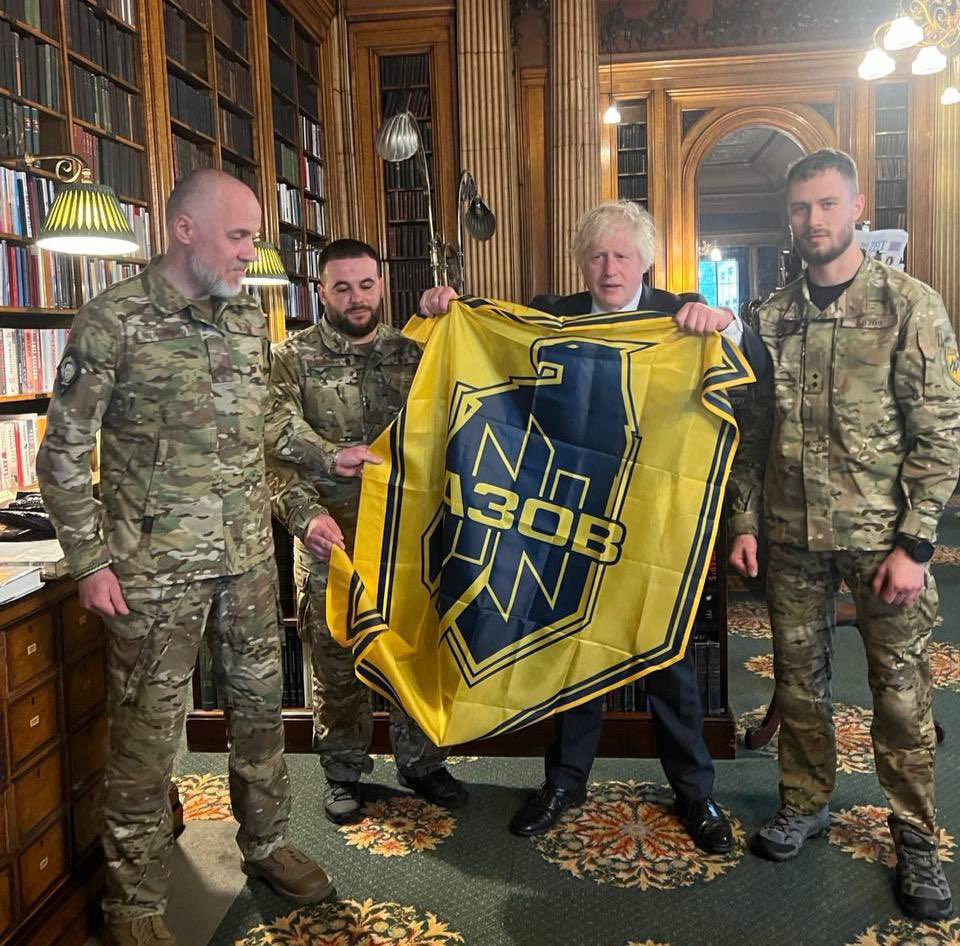 Boris Johnson, best known for instructing Ukraine to fight Russia rather than make peace in April 2022, hosts the neo-Nazi Azov Battalion in the UK. 

This will not be a scandal because the hundreds of billions spent by Johnson and other NATO leaders on the Ukraine proxy war has