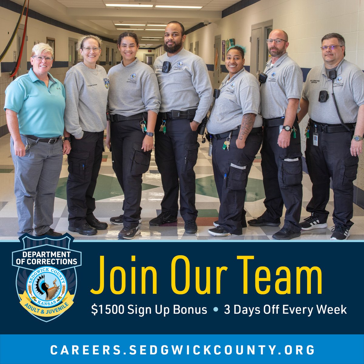 Join our team at Sedgwick County Corrections as an Intake and Assessment Officer! You'll handle intake and assessment procedures for clients at JIAC. This rewarding career path offers opportunities for case management and supervisor extender. To apply: careers.sedgwickcounty.org/job/Wichita-Co….