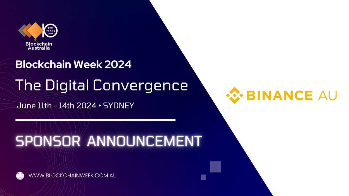 We are thrilled to announce our partnership with @BlockchainAUS for Blockchain  Week 2024. It promises to be a fantastic week of discussions and  collaboration, driving the local industry forward together.