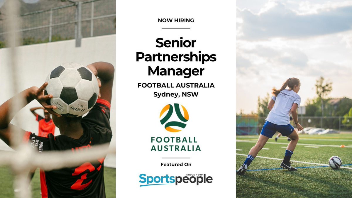 [COOLJOBS] Senior Partnerships Manager - @FootballAUS. Sydney location. Full Time. Closing 5 Jun 2024. Apply@ buff.ly/44RL1OA
(see more peak body jobs: buff.ly/4dLePRf) #sportspeople #sportjobs