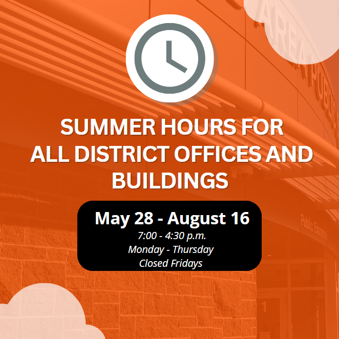 🔶Summer Hours 🔶 Starting Tuesday, May 28, All MAPS offices and buildings will be open to the public Monday-Thursday from 7:00 a.m. to 4:30 p.m. and will be closed on Fridays. Summer hours will run through Friday, August 16.