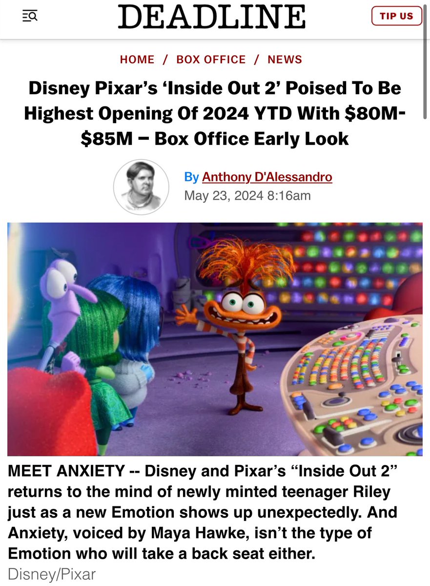 Disney Pixar’s ‘Inside Out 2’ Poised To Be Highest Opening Of 2024 YTD With $80M-$85M I hope Disney Pixar’s sequel can bright Pixar Brand's Box Office & Audience Magic Again. #insideout2 #pixar #disney #disneypixar #pixardisney #pixaranimation #pixaranimationstudios #pixarstudios