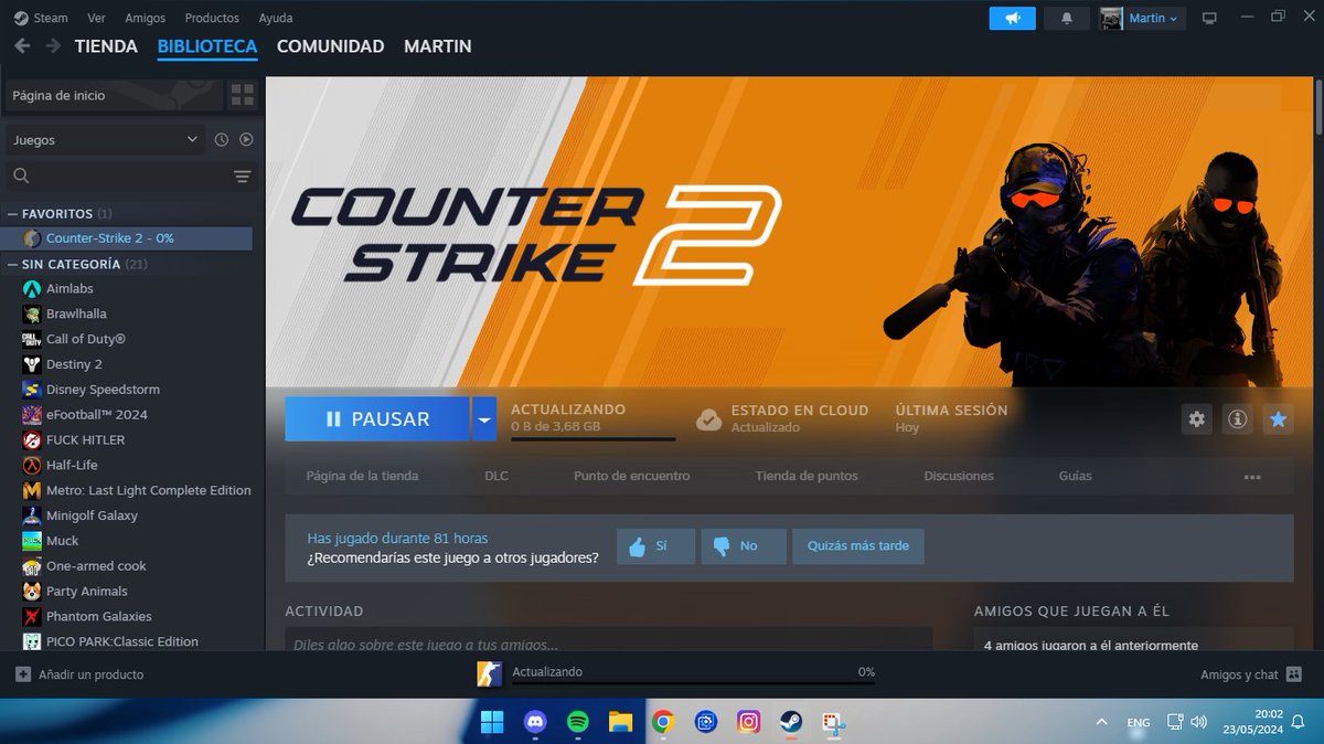 Una Buena noche con los temones de khea para poder disfruta y luego prendes el Steam y ves el CS que te espera XDD