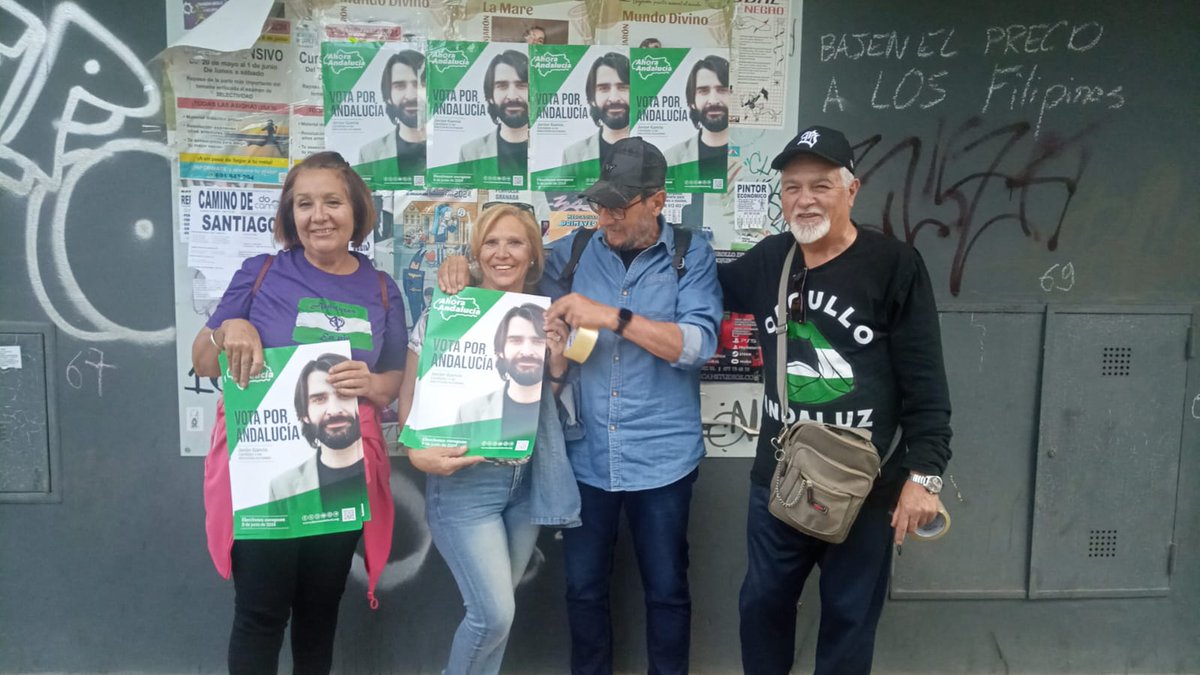 Comienzan a llegar fotos de los pueblos y ciudades de Andalucía, donde los militatantes cogen sus carteles, su celo, su escoba y comienzan a empapelar sus pueblos, ciudades y barrios. Comparto con muchísma alegría algunas fotos que nos van llegando. 
¡Comienzo por mi Granada!