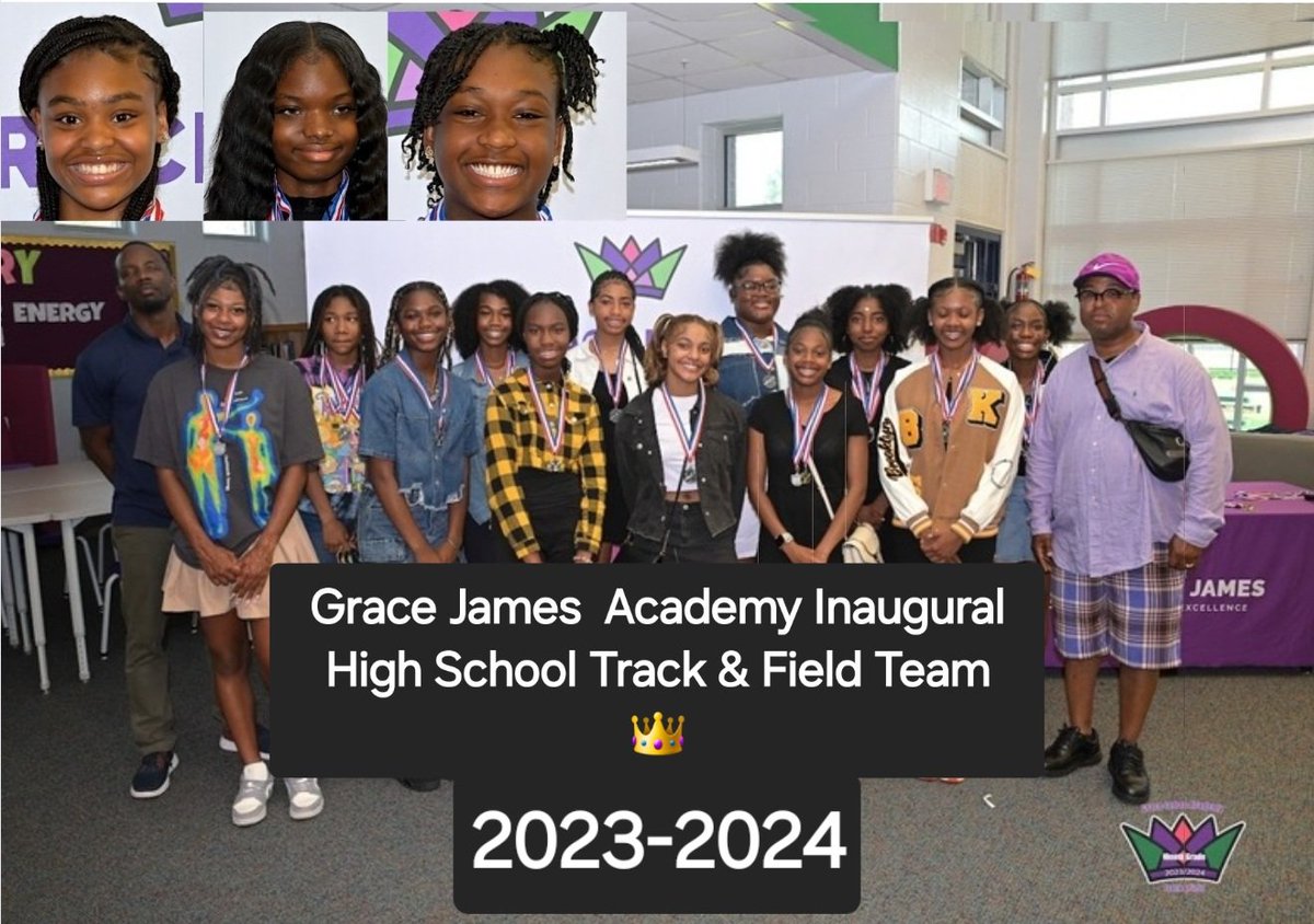 CoachMondell's tweet photo. Congratulations to Grace James Academy High School team for a great 1st season

Ran against top teams in Kentucky.  Grace James did well in all of their meets.

Grace James Finished #54 of 206 in the state 4x200m/ 
Team of 13# Freshman’s 2#  7th graders
1# 8th grader

.💪👑🏆 https://t.co/33BTYmopJ3
