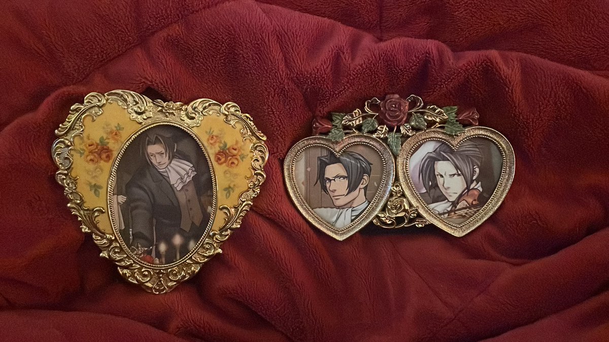 edgeworth wouldn't want to be put inside a cutesy photocard. he'd want to be put inside antique frames i got from estate sales. and that's what i FUCKING DID!