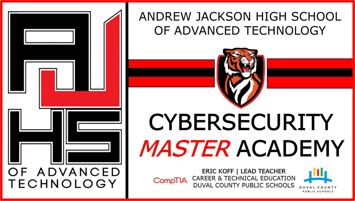 The @DuvalSchools | @AndrewJacksonHS Cybersecurity Academy has had its MASTER status renewed by the district CTE office and @JAXPartnership. This is a big honor for our school and our kids. Next year will be our best year yet! #tigernation #GoTigers #cybersecurity