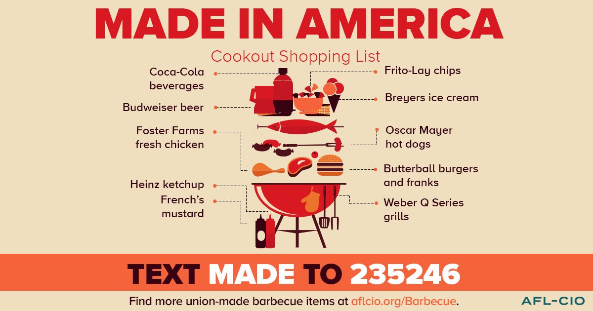 Summer is almost here! Make sure your #MemorialDayWeekend cookout is union-made 🌭 🍔 🌽 🍦