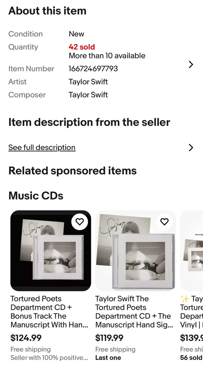 TayMerchProbs's tweet image. 🚨And this cook 🧑‍🍳 has 141 signed vinyls…@UMG @taylornation13  

The whole thing dodgy…💀 He did provide notice on why all 141 units had to be opened and inspected for signature 🤡

ebay.com/itm/1667246977…

@yespickle2 xx 💕