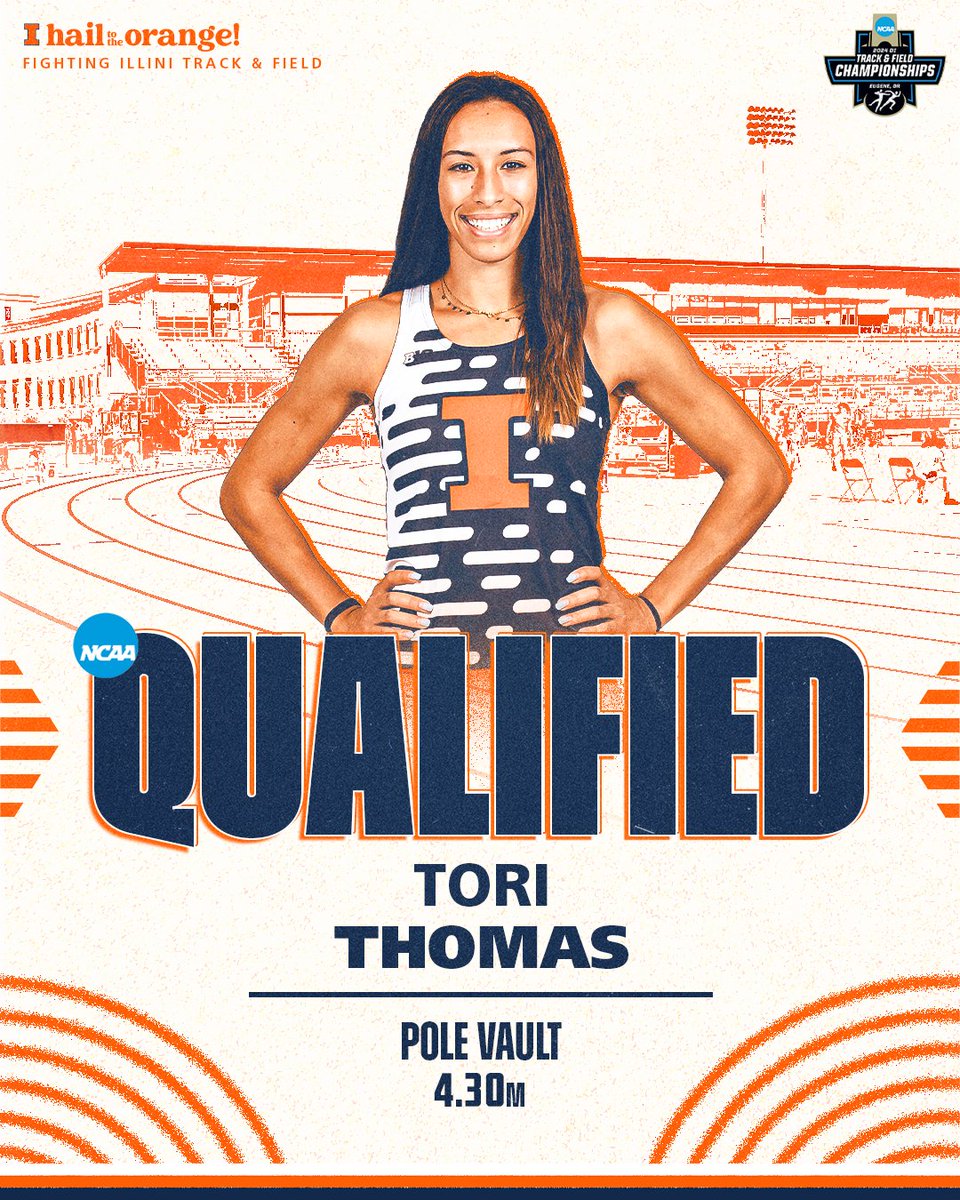 Thomas is heading back to the NCAA Outdoor Championships as she's qualified now in back-to-back seasons!

#Illini I #HTTO I #WhyNotILL I <a href="/toriana_thomas/">Tori</a>