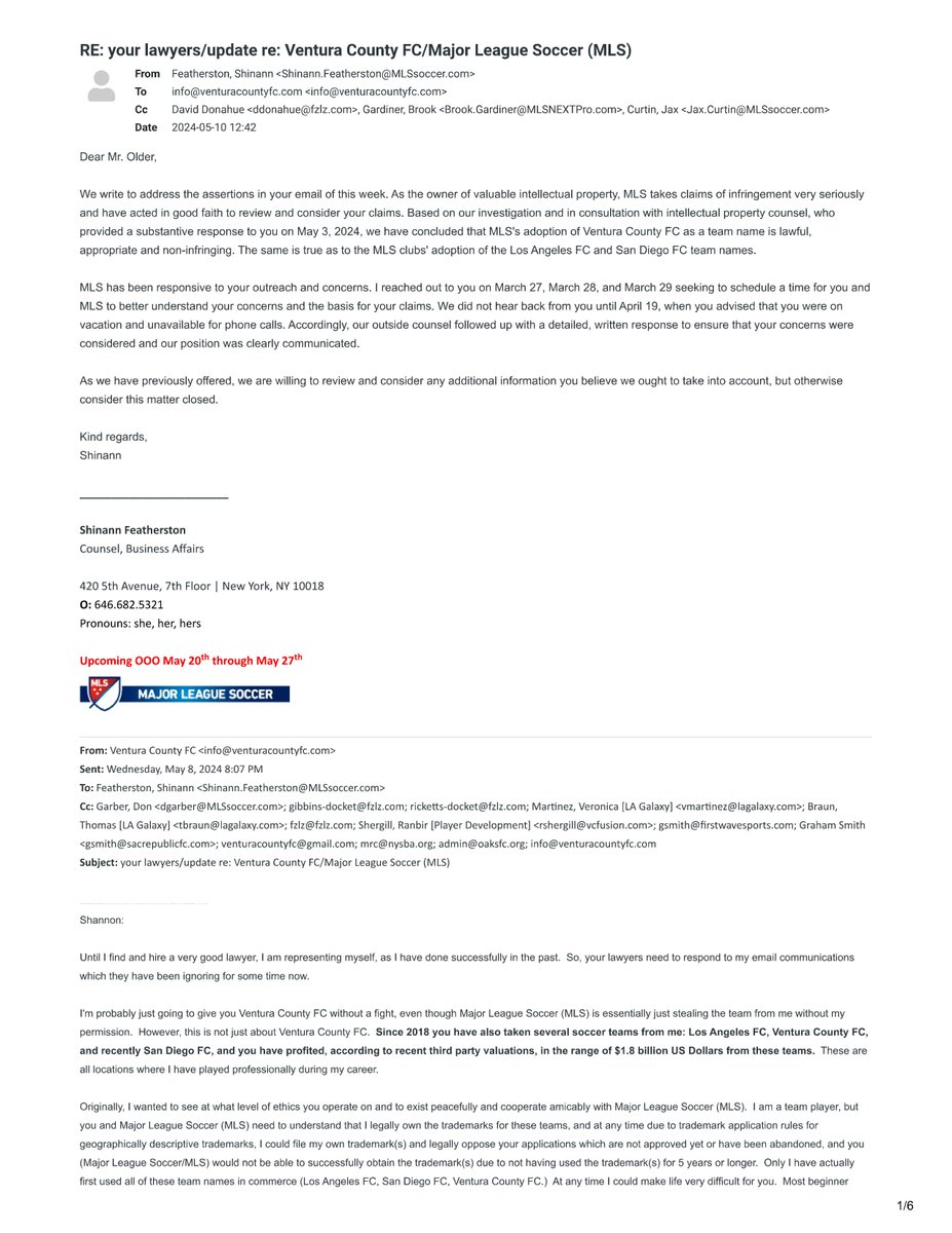 Ventura County FC and other team names are being taken from me against my wishes by Major League Soccer, Cobi Jones, and a local ownership group. I started Ventura County FC 10-15 years ago...

web.archive.org/web/2021111301…

venturacountyfc.com/about/

pressroom.prlog.org/venturacountyf…