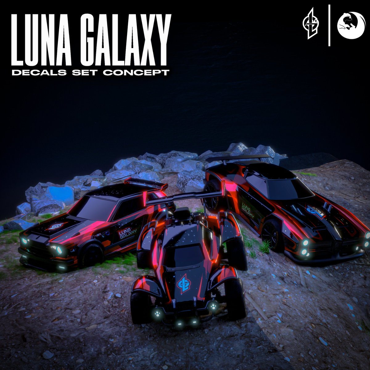 OtterGraphics13's tweet photo. We'll find us on the moon🌙🌌
.
@LunaGalaxy_gg decals set concept 
.
@AcroniK 
@LTK_AtomiK 
@Tox_RL 

@Xpere_ 
.
#RiseAndDefy #RLCS #Decals #3D
.
Likes and Rewteets appreciated❤️🦦 https://t.co/qPJN1IeVHU