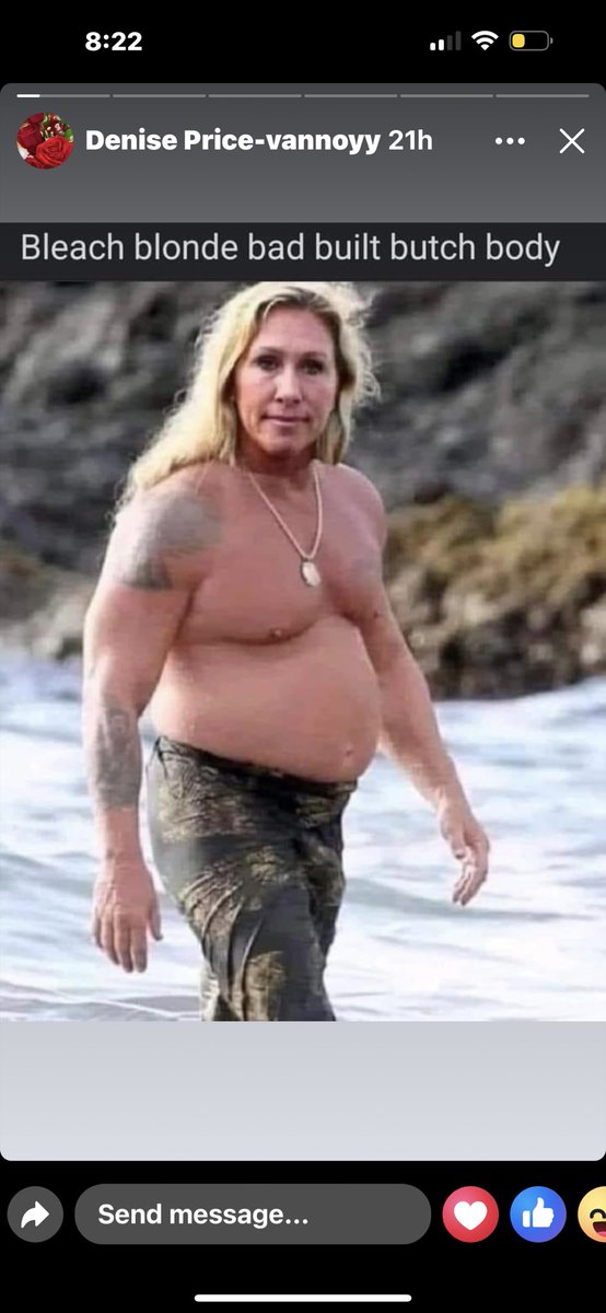 Hoboscratch's tweet photo. @RepMTG Bleach Blonde Bad Built Butch Body go somewhere and stfu lying https://t.co/BKSQwogTNq