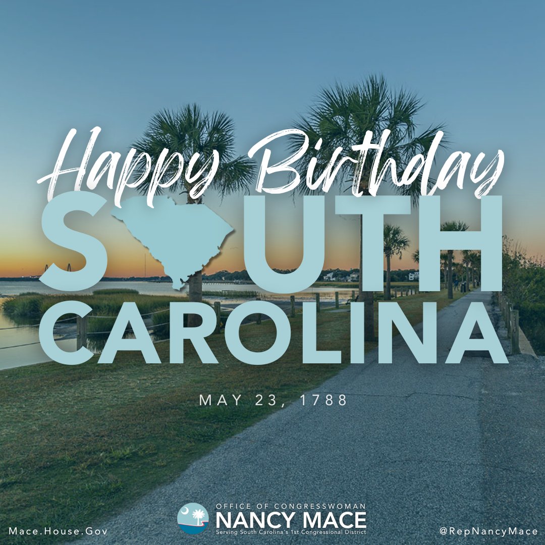 Happy Birthday South Carolina! Serving the First Congressional District is the opportunity of a lifetime for us. We love South Carolina and we're going to keep putting the #LowcountryFirst