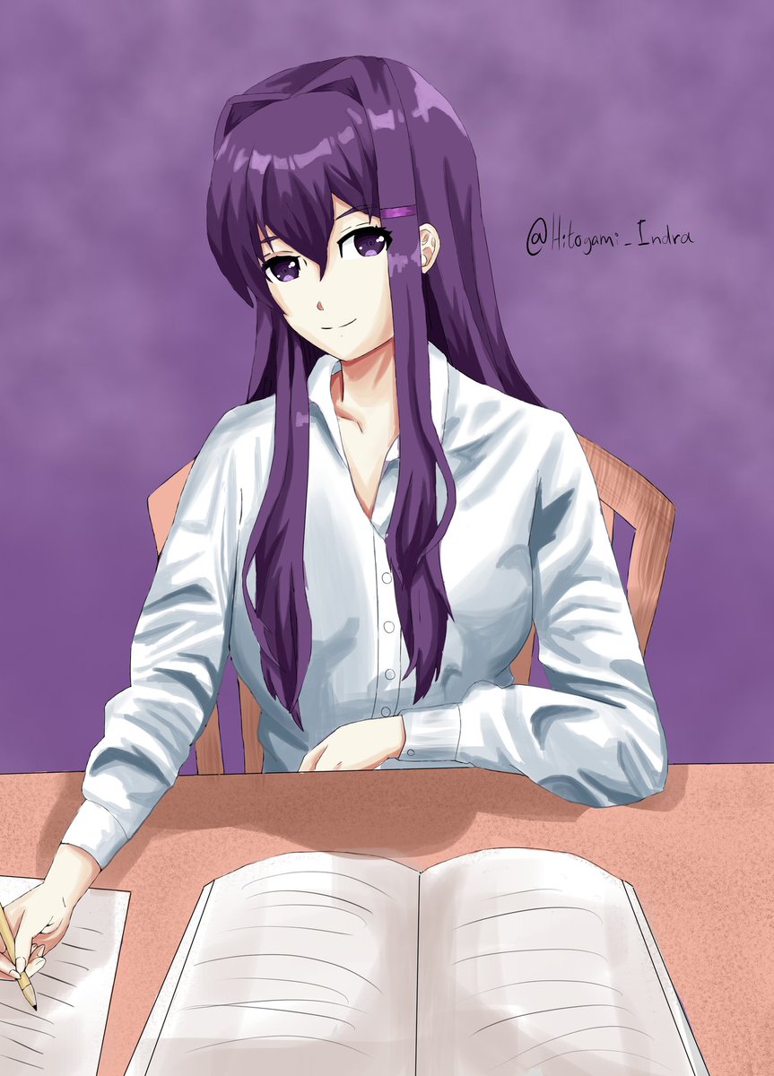 For today's art, here's Yuri studying. Hope you guys like it #ddlc #yuri