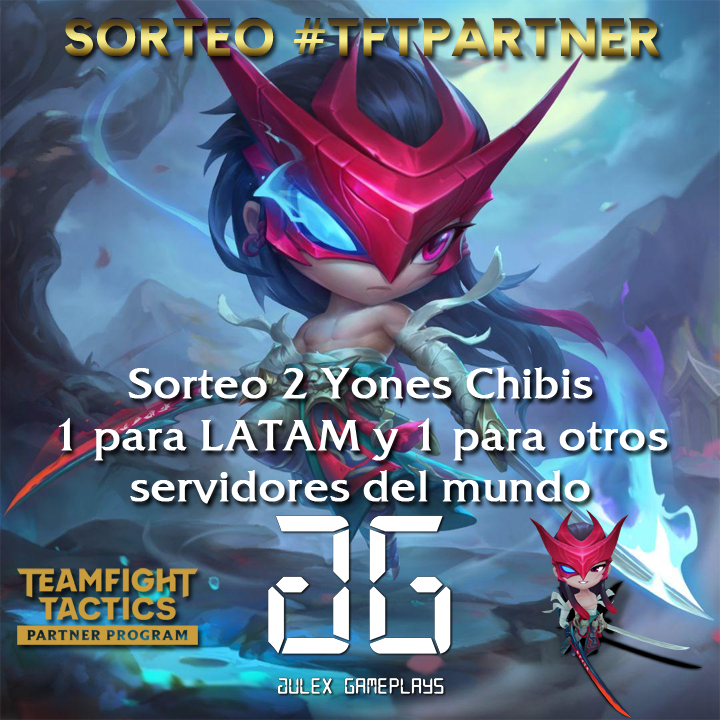 Julex_Gameplays's tweet photo. SORTEO 2 YONES CHIBIS PARA TFT
-1 para LAS o LAN
-1 para el Resto del Mundo

✅Seguime
❤️Like al Twit
🌎Indica servidor (NA, BR, EUW, etc.)
💬Comentar #TFTPP
👥Etiquetar 1 amigo min.
(1 comentario x persona)

Fecha:
🗓️29 de Mayo

🍀¡SUERTE!

#TFTPartner #LeaguePartner https://t.co/iaRzR2gBH4